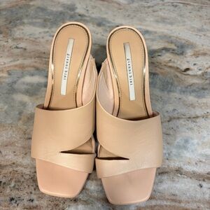 Gianni Bini Blush Leather Slip-On Mules